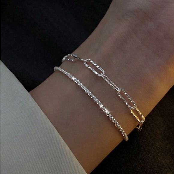 Fashion Jewelry Jewelry - 2pcs Gold Paperclip and Rope Bracelet